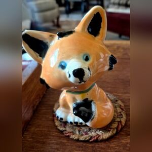 Adorable Orange and Black Fox Art DECO figurine
